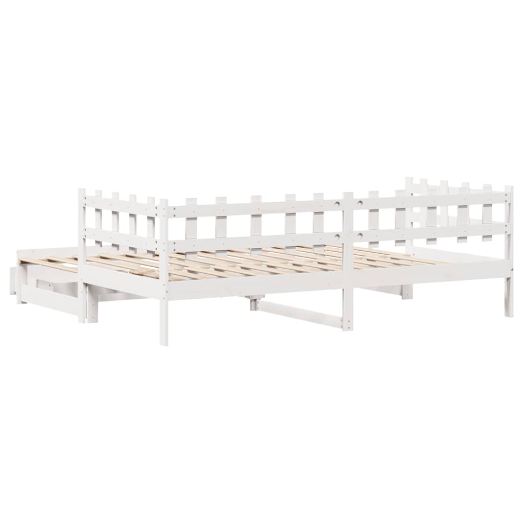 Slaapbank met onderschuifbed/lades zonder matras 80x200 cm wit – afbeelding 7