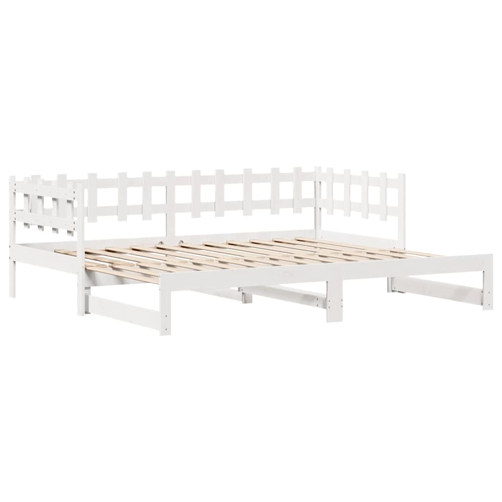 Slaapbank met onderschuifbed/lades zonder matras 90x200 cm wit – afbeelding 5