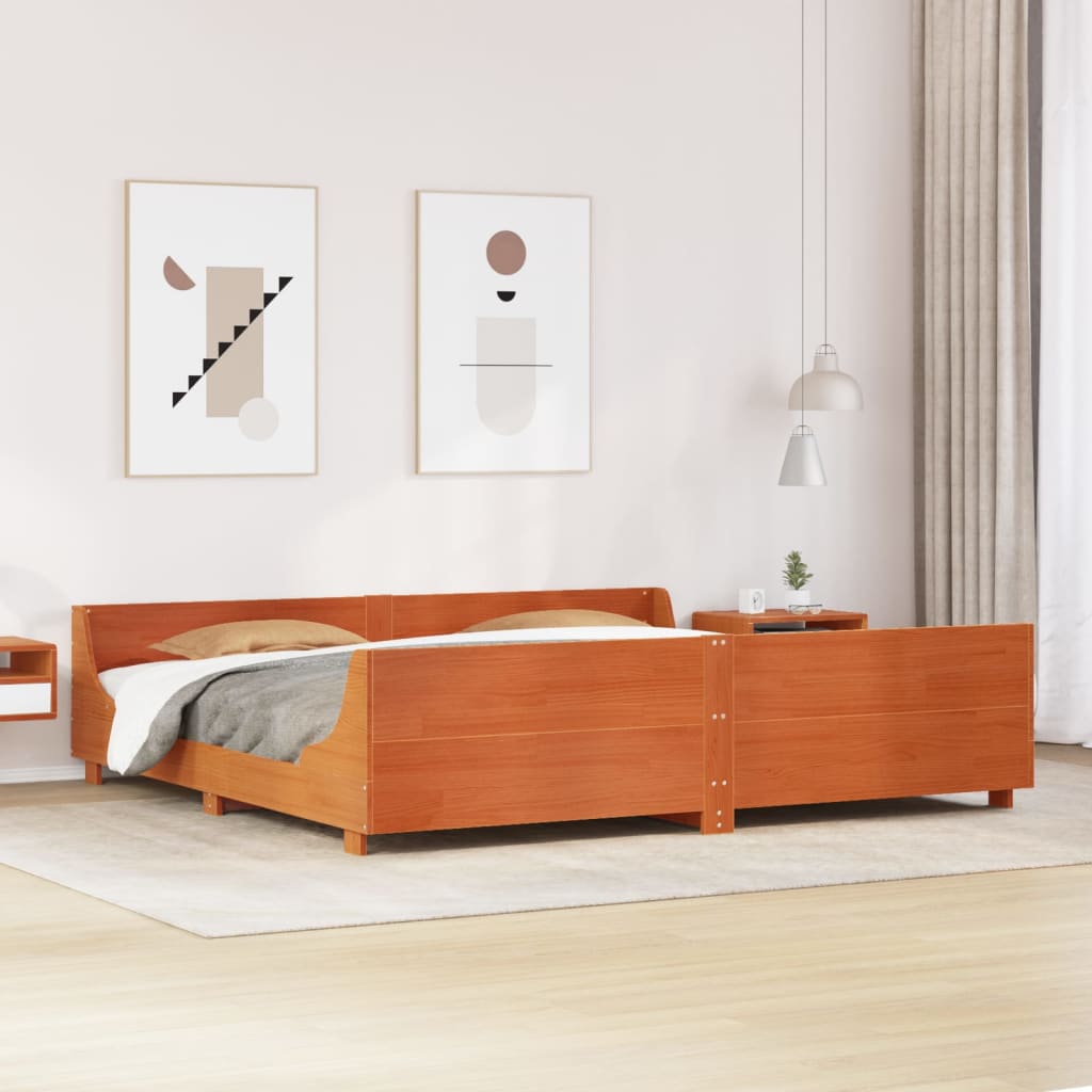 Bedframe zonder matras massief grenenhout wasbruin 180x200 cm – afbeelding 1