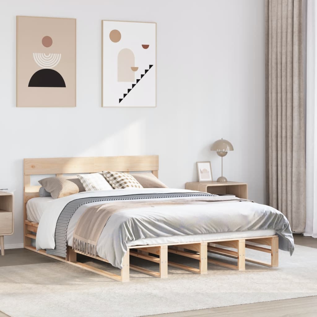 Bedframe zonder matras massief grenenhout 135x190 cm – afbeelding 1