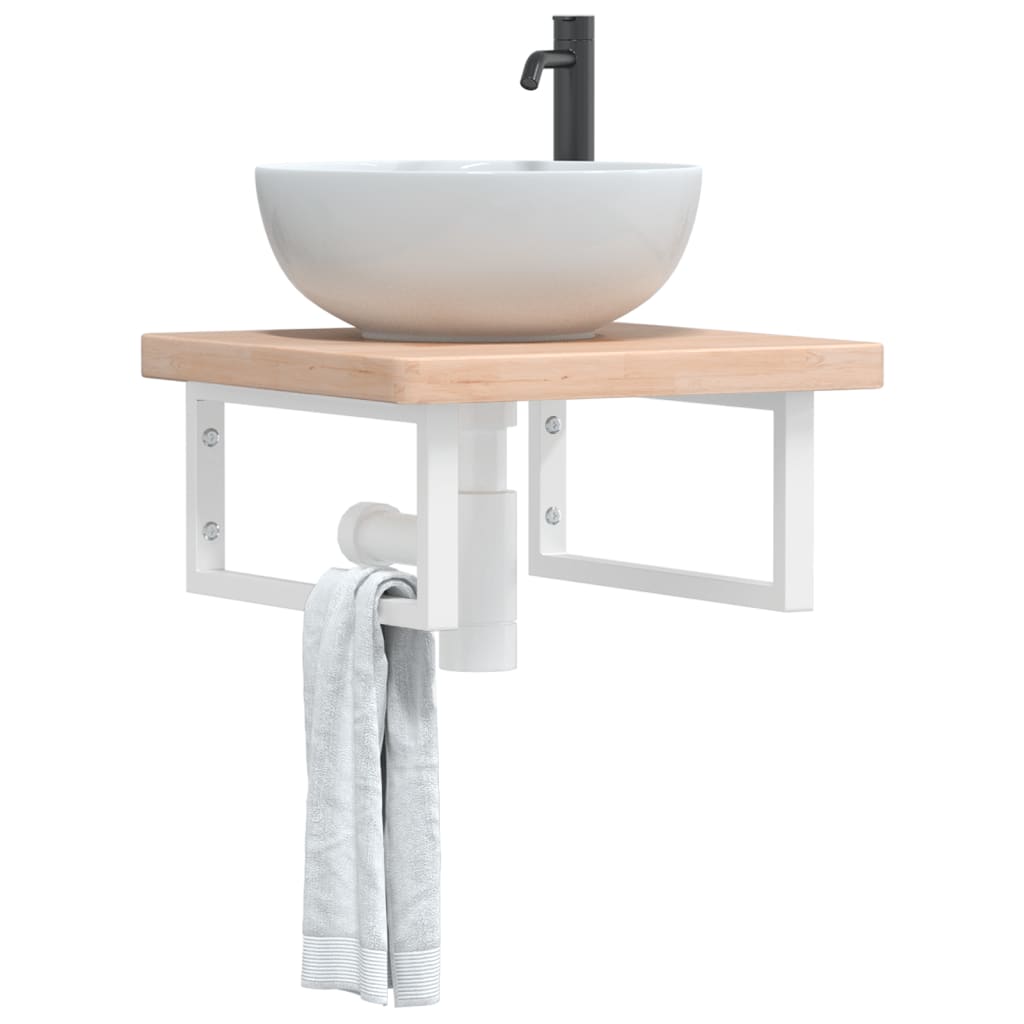 Badkamer wandschap staal en massief eikenhout