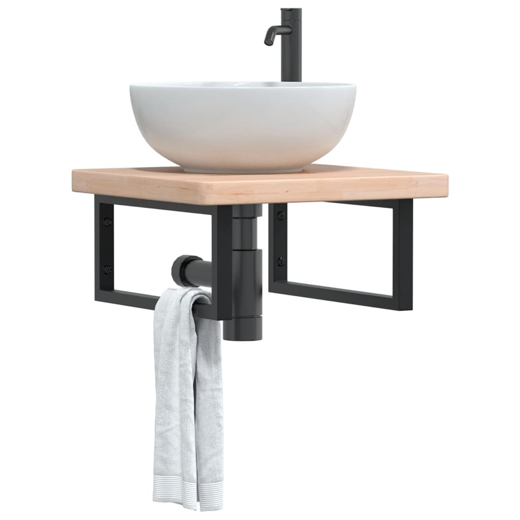 Badkamer wandschap staal en massief eikenhout – afbeelding 1