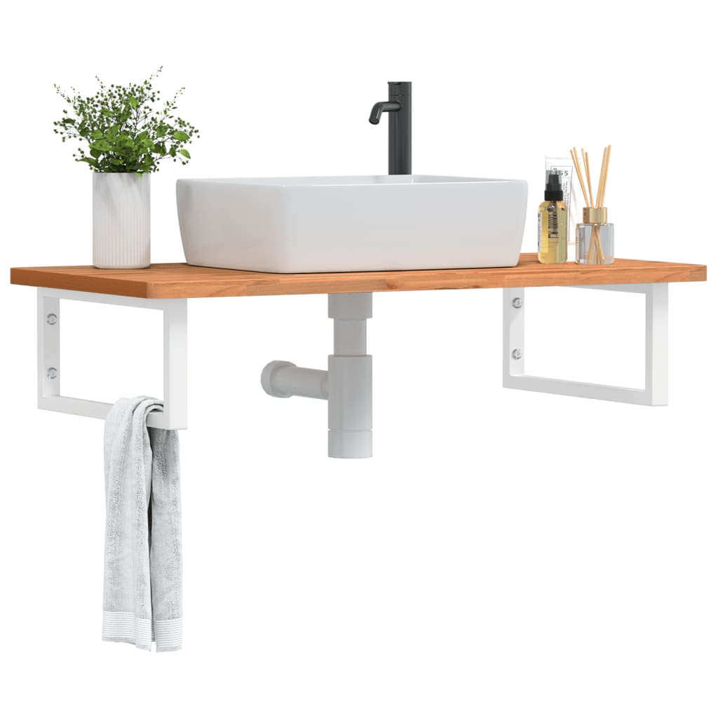 Badkamer wandschap staal en massief beukenhout