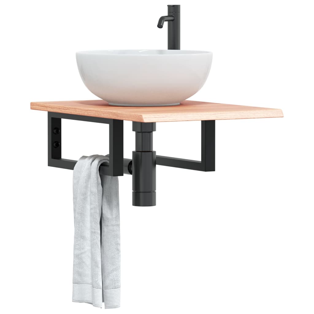 Badkamer wandschap staal en massief eikenhout – afbeelding 1