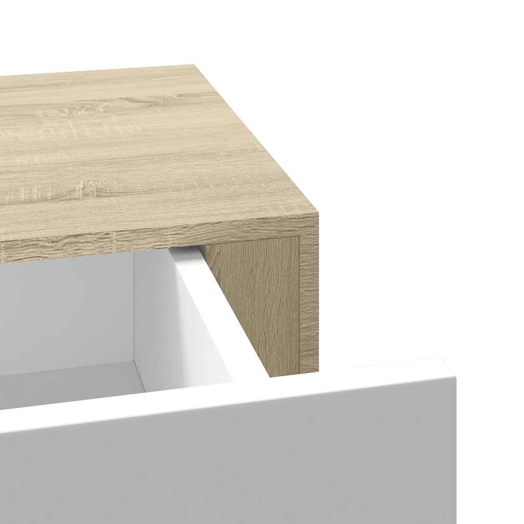 Wandladeplanken 2 st eiken en wit 60x23,5x10cm MDF – afbeelding 10