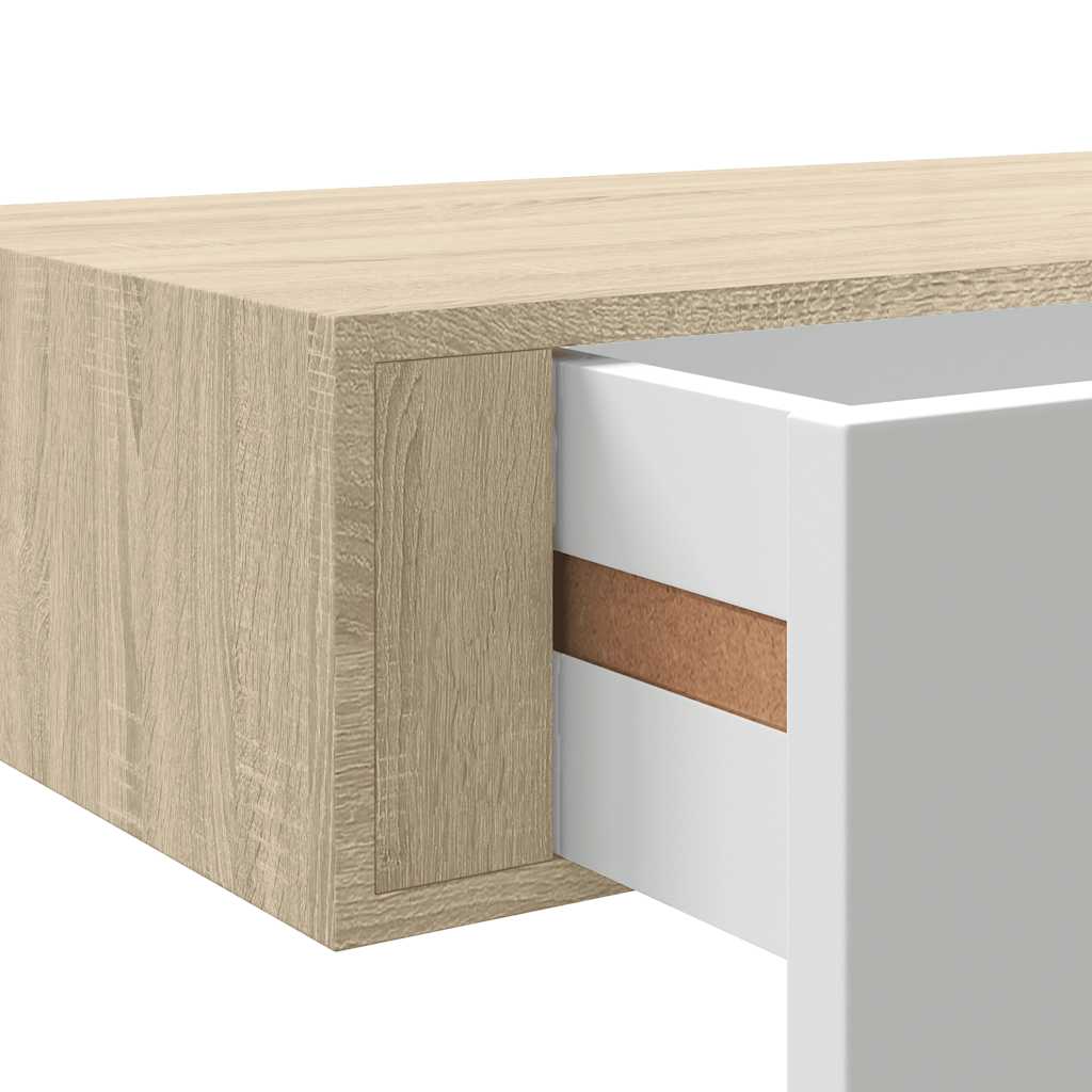 Wandladeplanken 2 st eiken en wit 60x23,5x10cm MDF – afbeelding 11