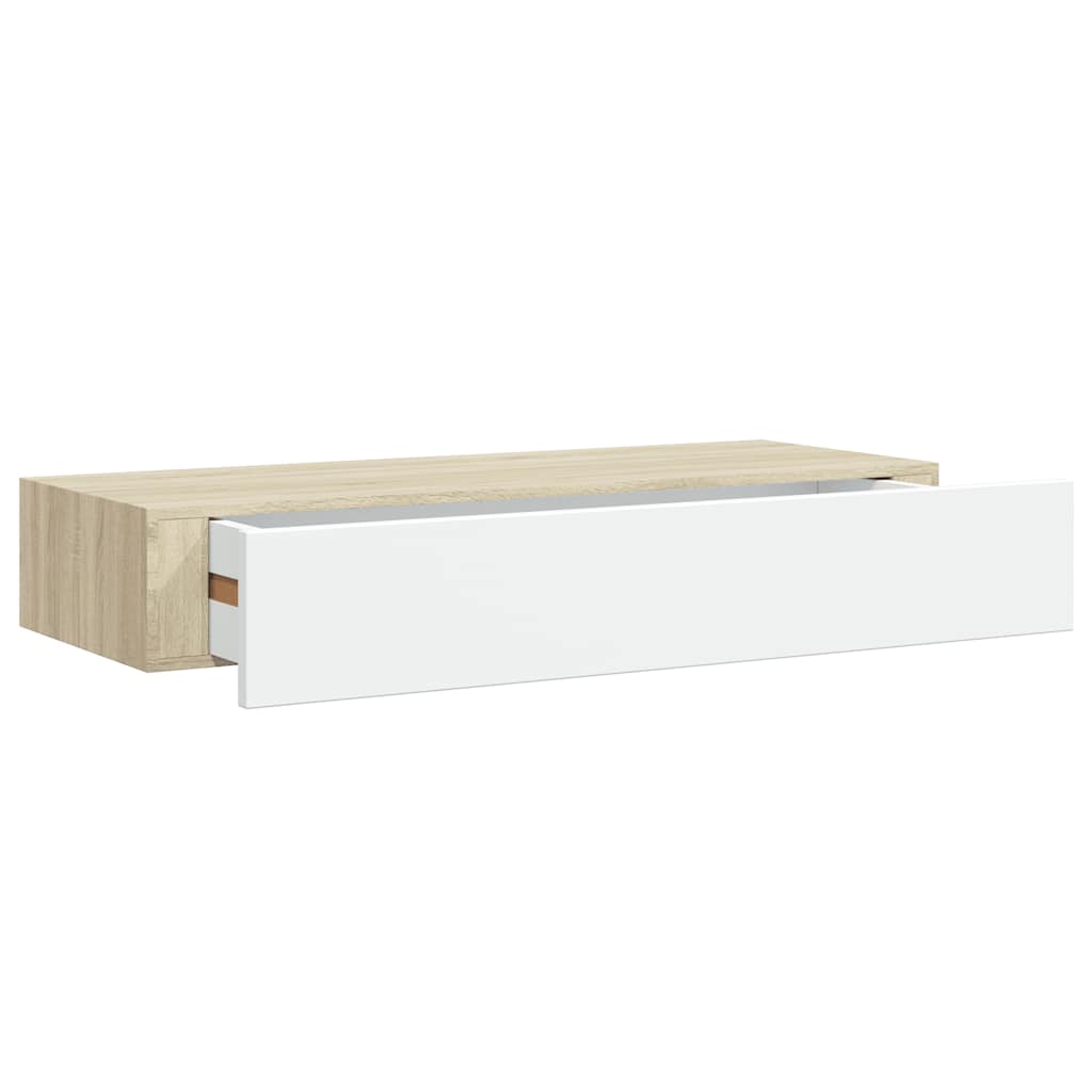Wandladeplanken 2 st eiken en wit 60x23,5x10cm MDF – afbeelding 5