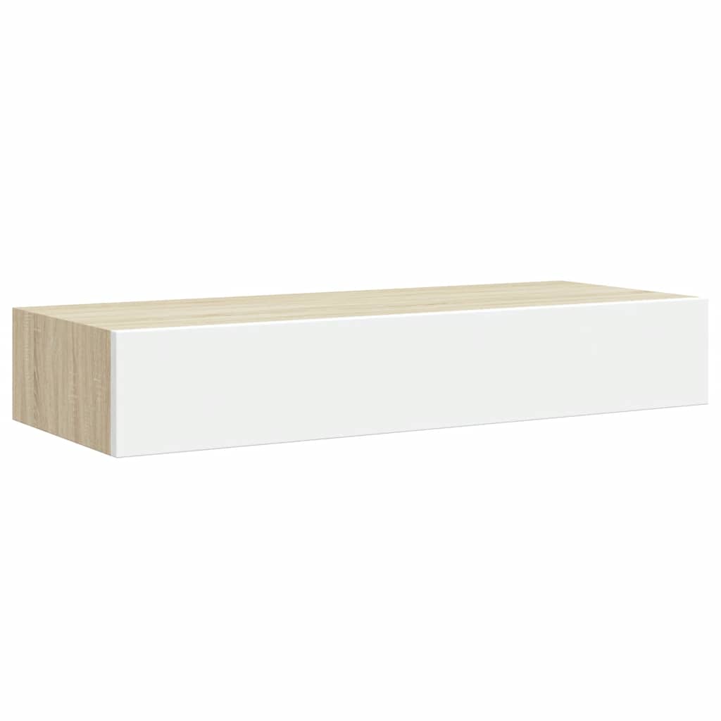 Wandladeplanken 2 st eiken en wit 60x23,5x10cm MDF – afbeelding 6