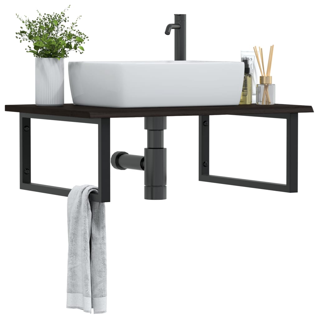 Badkamer wandschap staal en massief eikenhout