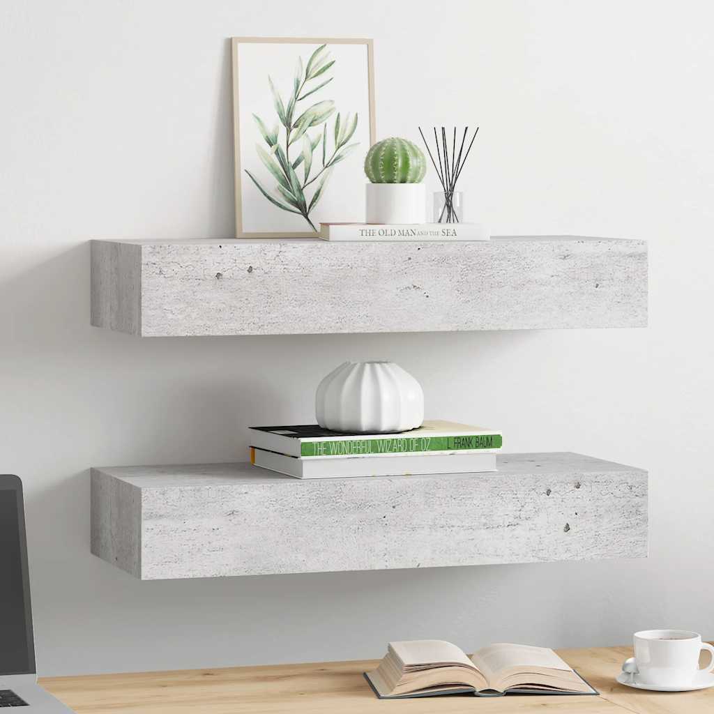Wandschappen 2 st met lade 60x23,5x10 cm MDF betongrijs – afbeelding 3