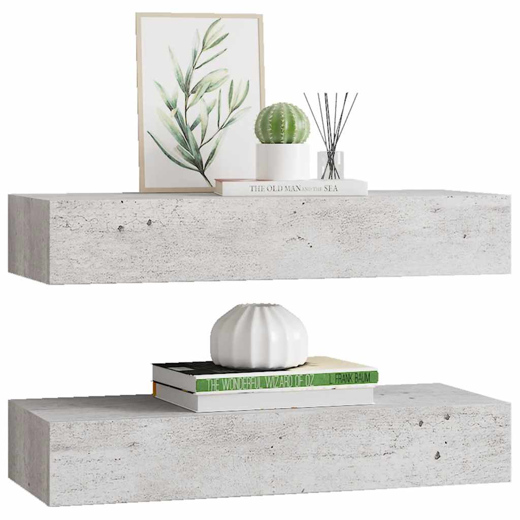 Wandschappen 2 st met lade 60x23,5x10 cm MDF betongrijs – afbeelding 4