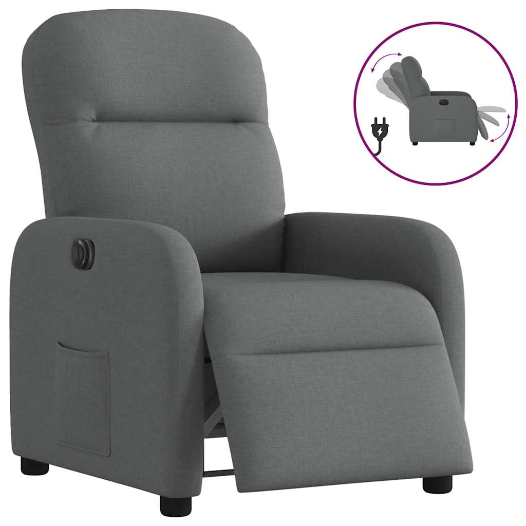 Fauteuil elektrisch verstelbaar stof donkergrijs