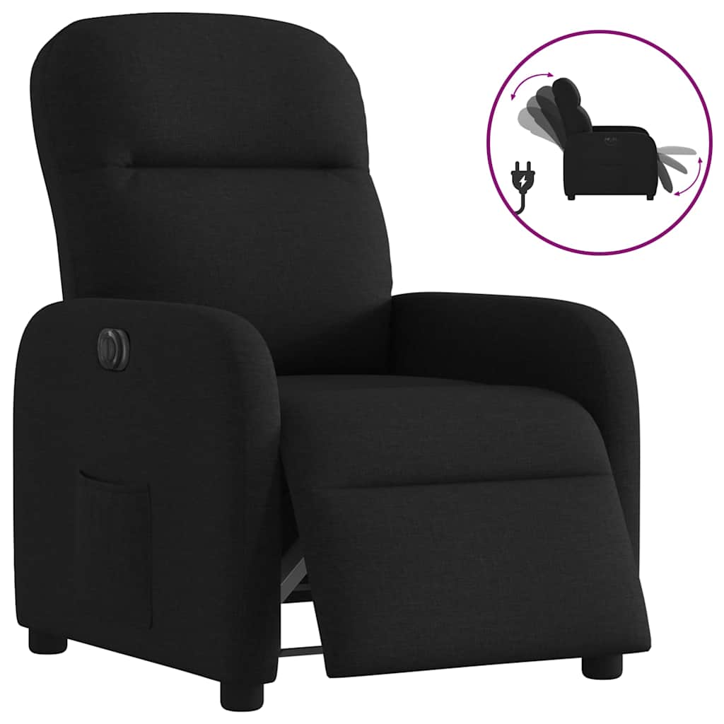 Fauteuil verstelbaar elektrisch stof zwart
