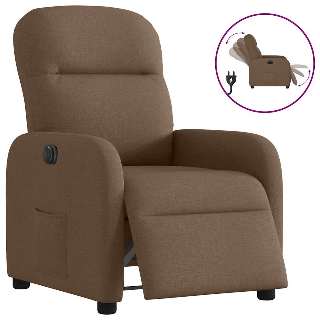 Fauteuil verstelbaar elektrisch stof bruin