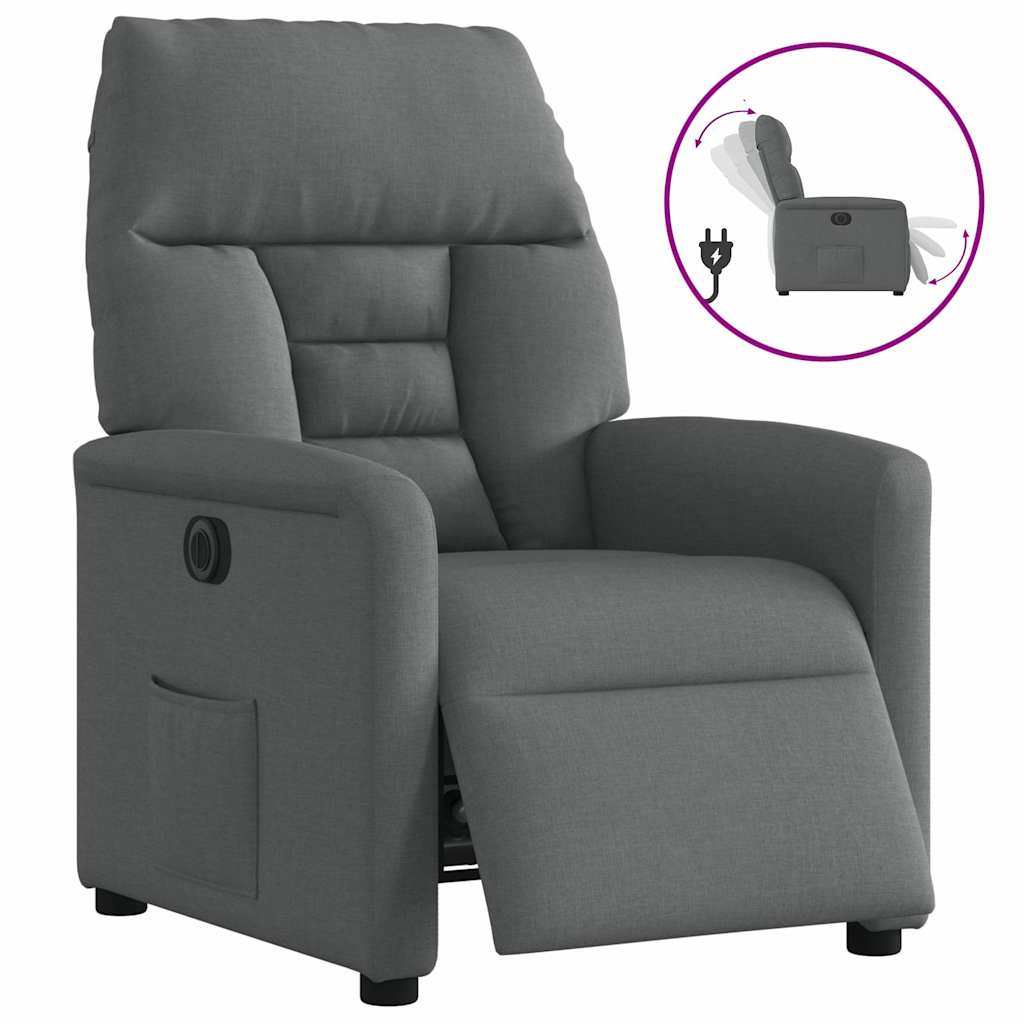 Fauteuil elektrisch verstelbaar stof donkergrijs