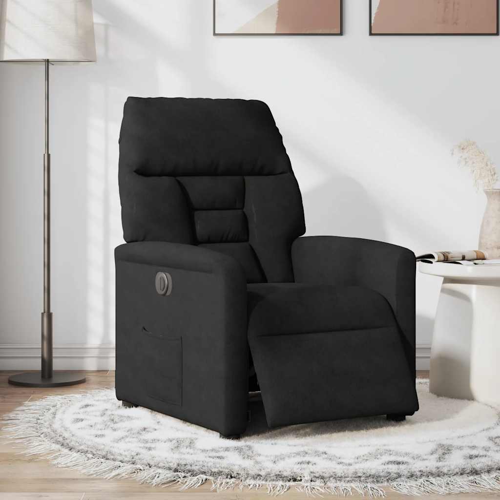 Fauteuil verstelbaar elektrisch microvezelstof zwart