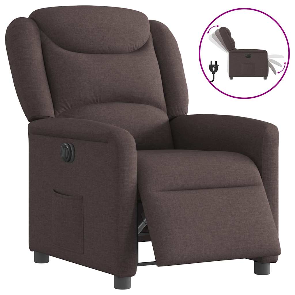 Fauteuil verstelbaar elektrisch stof donkerbruin