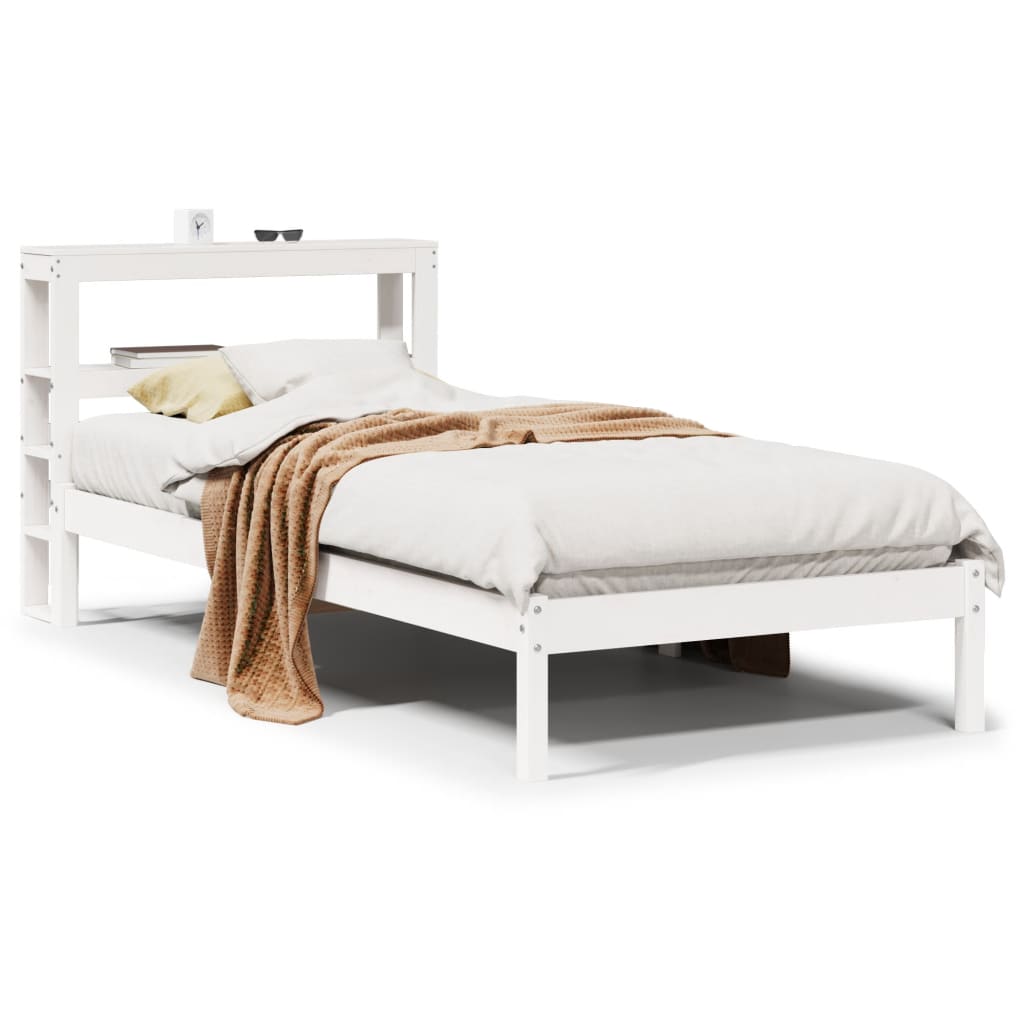 Bedframe zonder matras massief grenenhout wit 90x200 cm – afbeelding 2