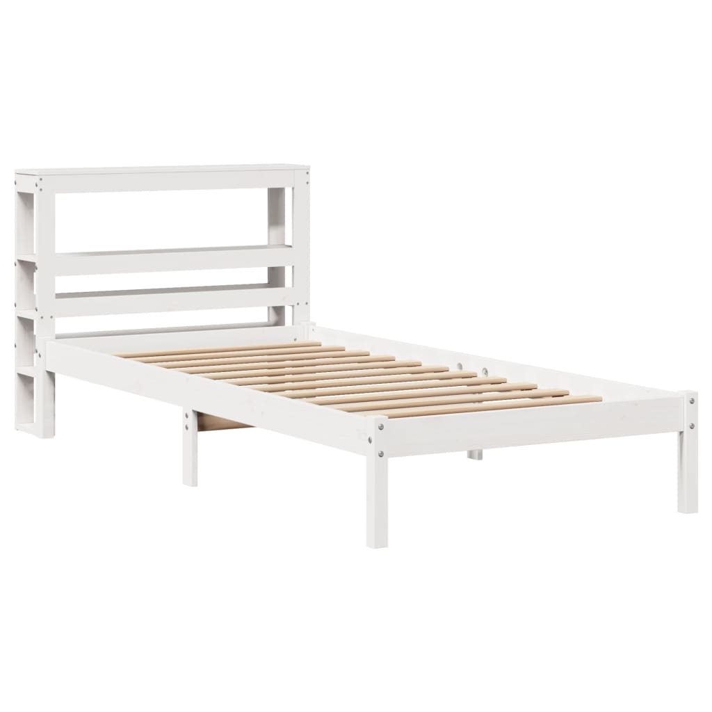 Bedframe zonder matras massief grenenhout wit 90x200 cm – afbeelding 3