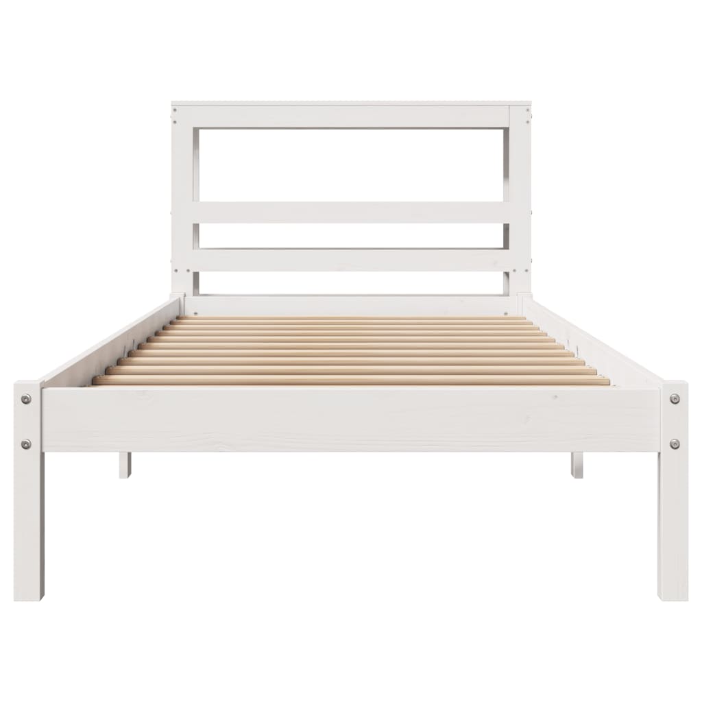 Bedframe zonder matras massief grenenhout wit 90x200 cm – afbeelding 4