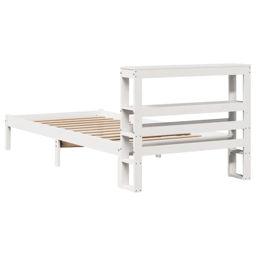 Bedframe zonder matras massief grenenhout wit 90x200 cm – afbeelding 6