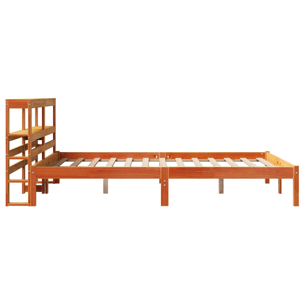 Bedframe met hoofdbord massief grenenhout wasbruin 140x190 cm – afbeelding 5