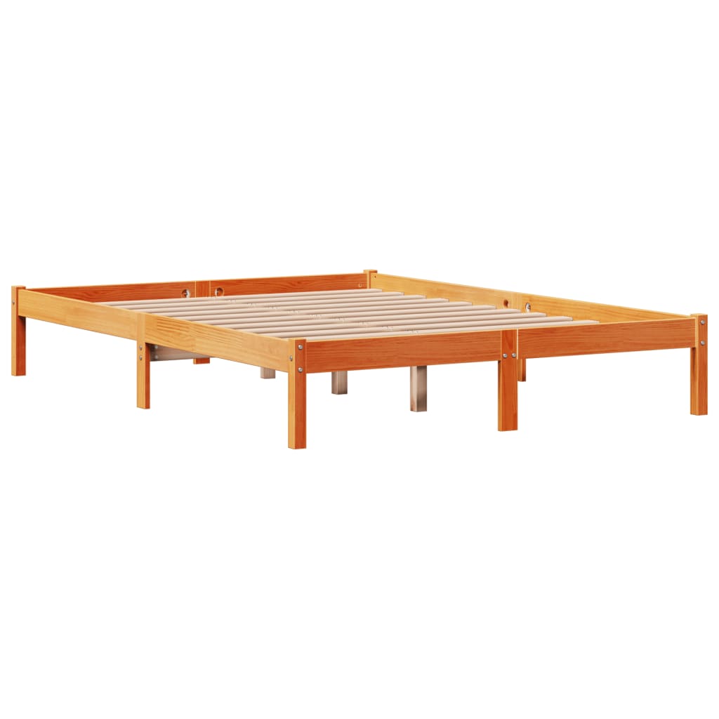 Bedframe met hoofdbord massief grenenhout wasbruin 140x190 cm – afbeelding 8
