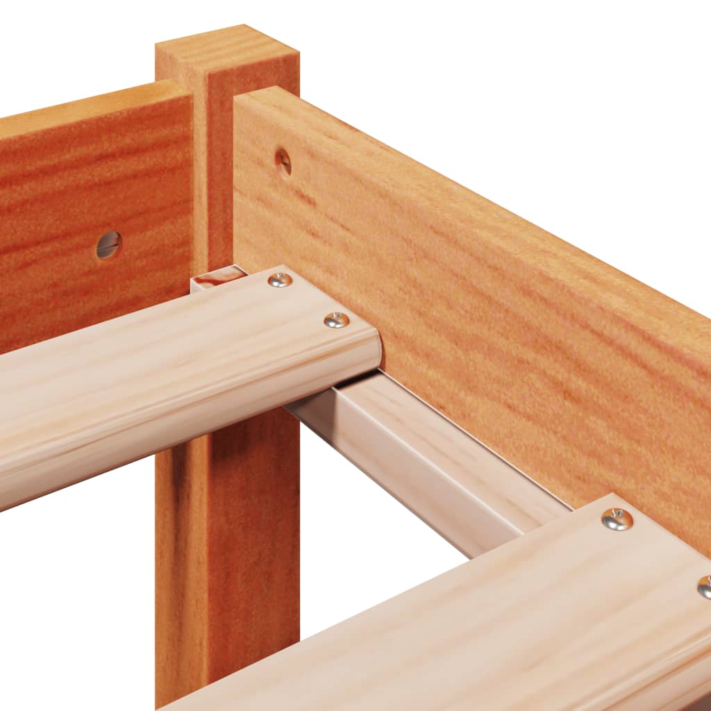 Bedframe met hoofdbord massief grenenhout wasbruin 140x190 cm – afbeelding 9