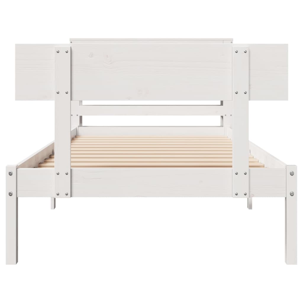 Bedframe zonder matras massief grenenhout wit 90x190 cm – afbeelding 4