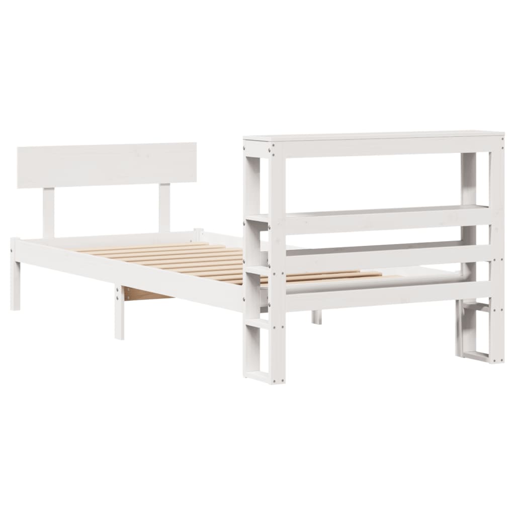 Bedframe zonder matras massief grenenhout wit 90x190 cm – afbeelding 6