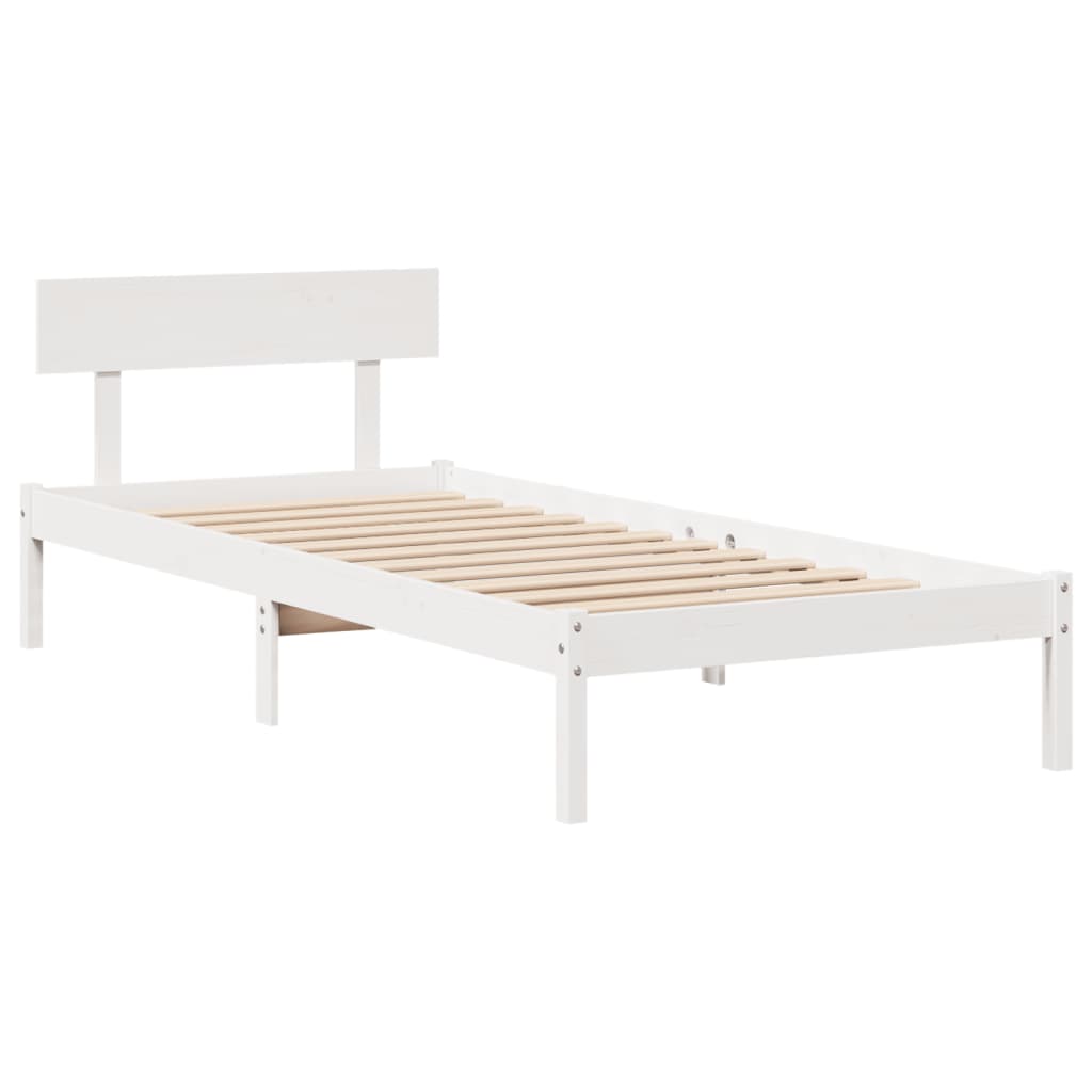 Bedframe zonder matras massief grenenhout wit 90x190 cm – afbeelding 7