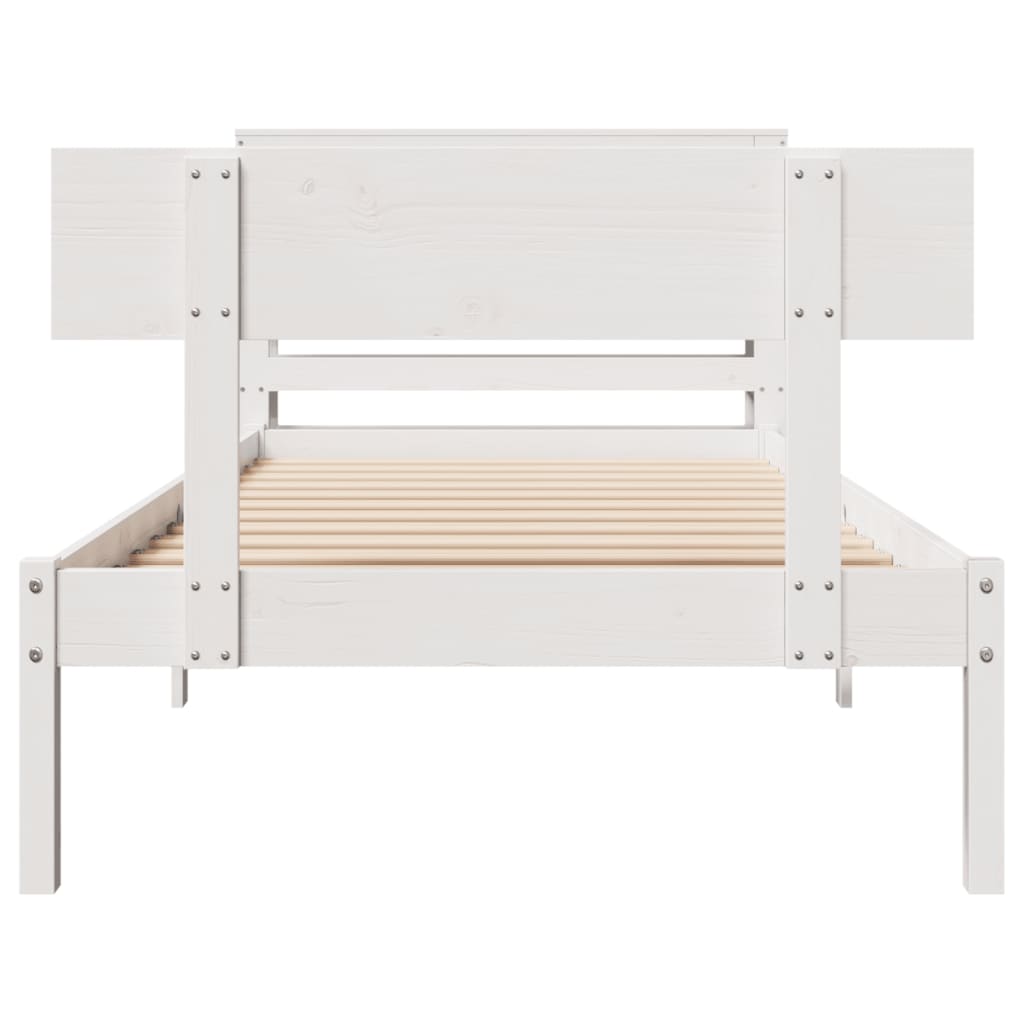 Bedframe zonder matras massief grenenhout wit 90x200 cm – afbeelding 4