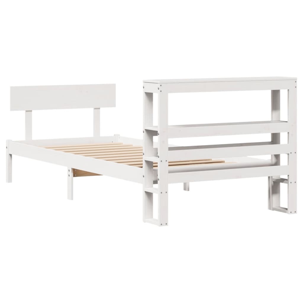 Bedframe zonder matras massief grenenhout wit 90x200 cm – afbeelding 6