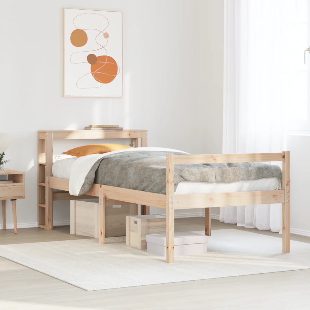 Seniorenbed met hoofdbord massief grenenhout 75x190 cm – afbeelding 1
