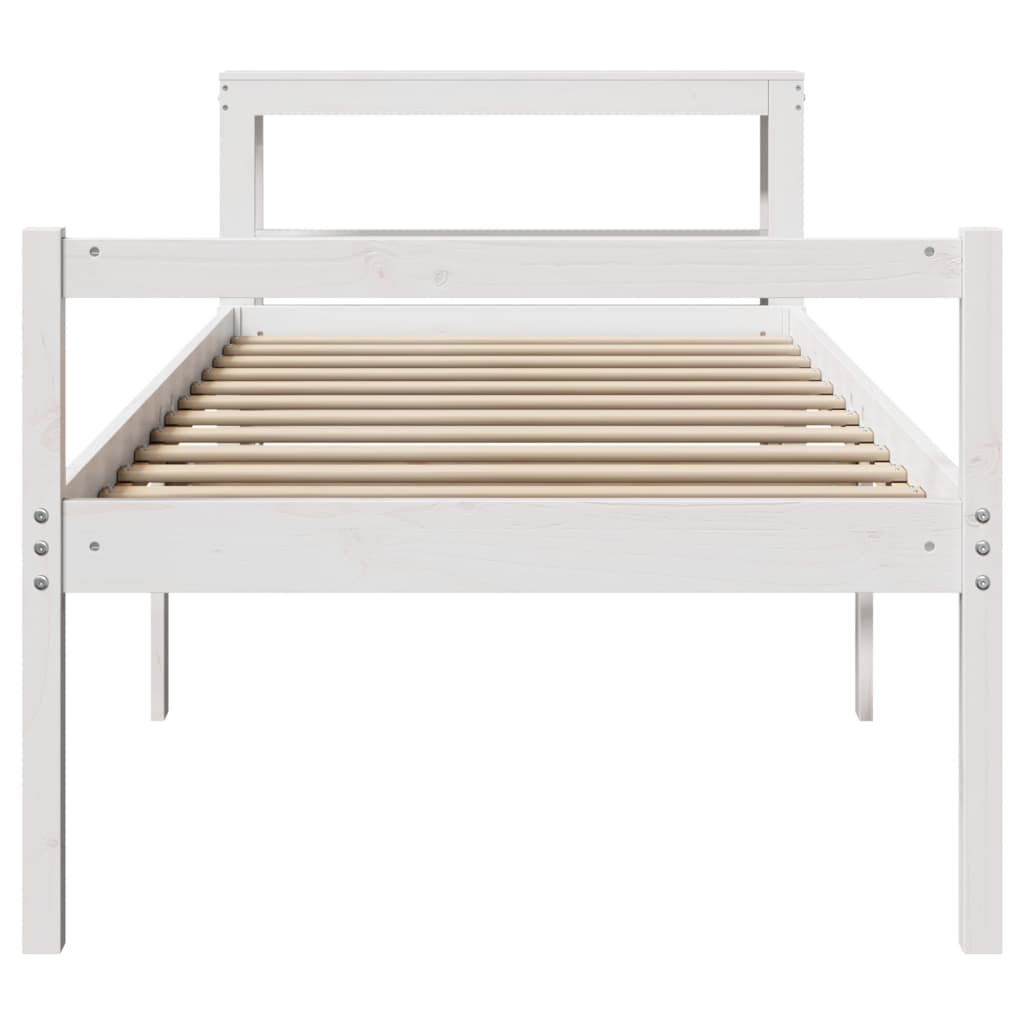 Seniorenbed met hoofdbord massief grenenhout wit 75x190 cm – afbeelding 4
