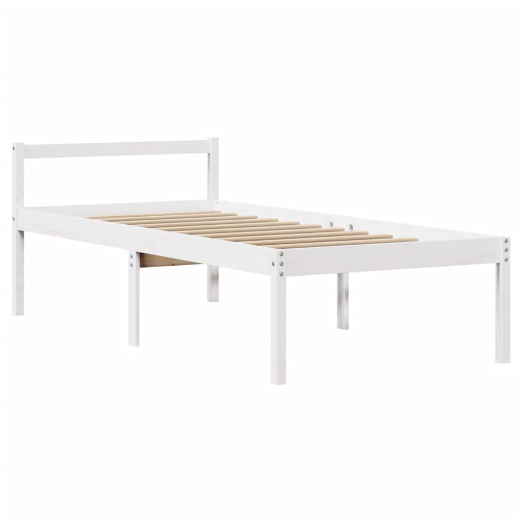 Seniorenbed met hoofdbord massief grenenhout wit 75x190 cm – afbeelding 5