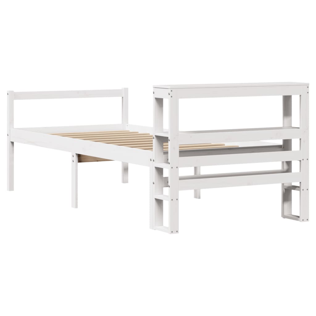 Seniorenbed met hoofdbord massief grenenhout wit 75x190 cm – afbeelding 7