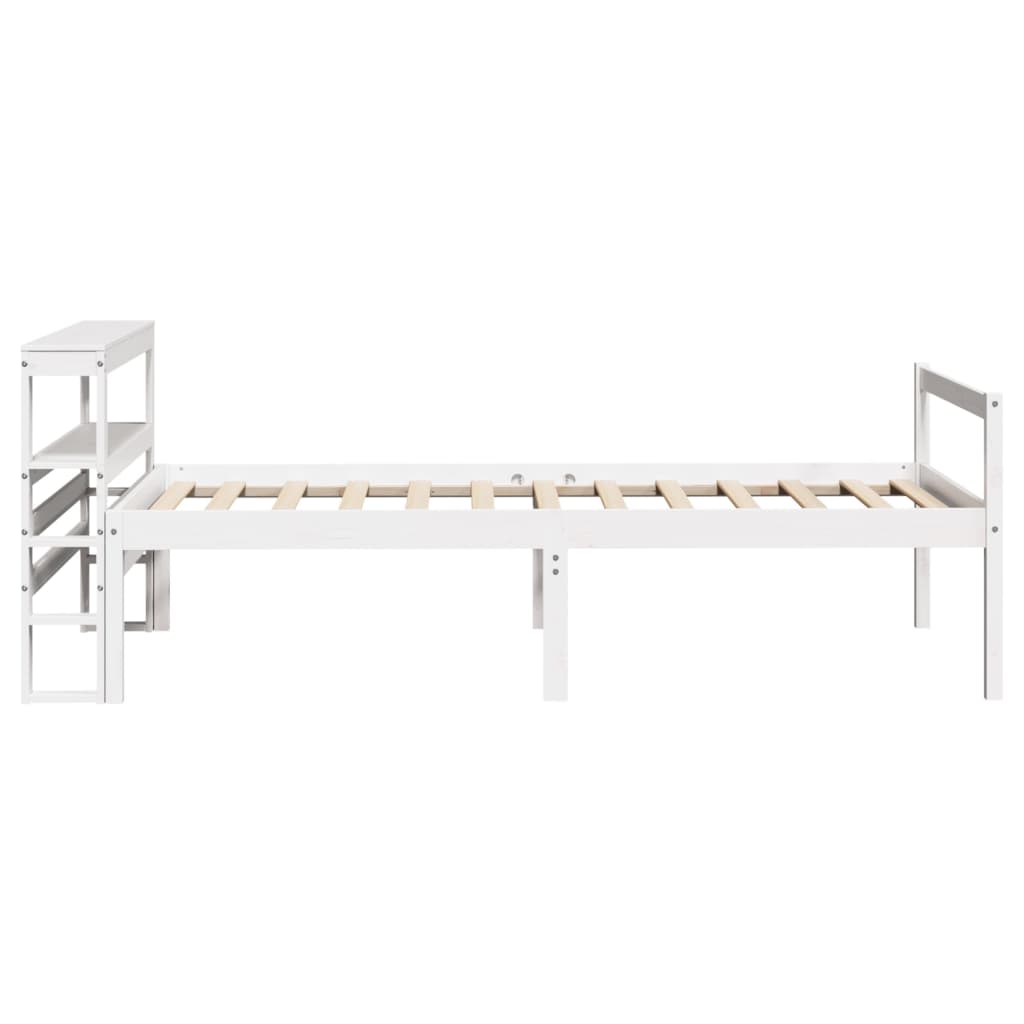 Seniorenbed met hoofdbord massief grenenhout wit 75x190 cm – afbeelding 8