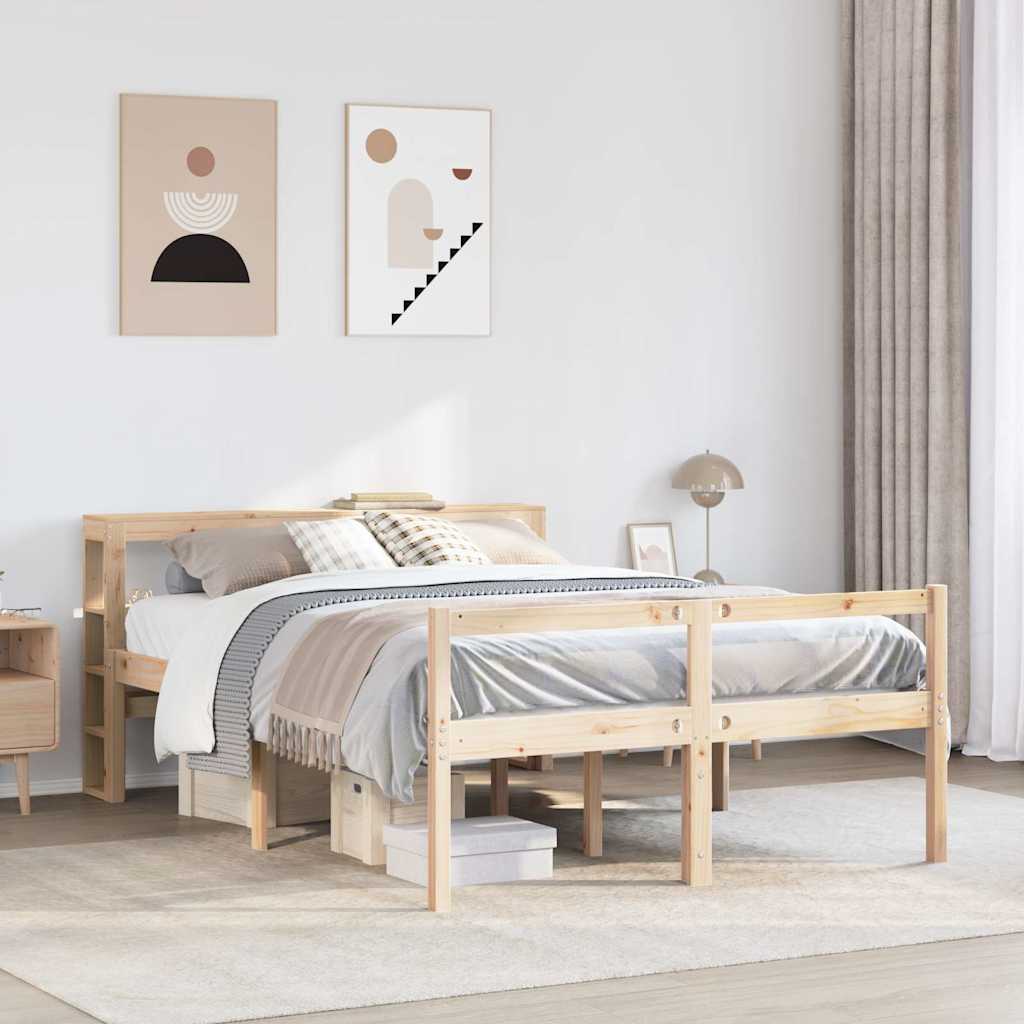 Seniorenbed met hoofdbord massief grenenhout 120x200 cm – afbeelding 1