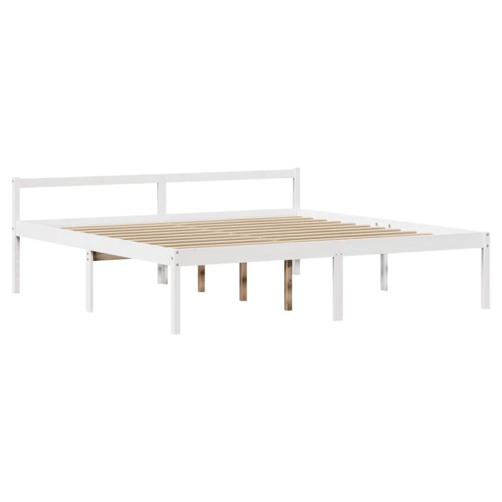 Seniorenbed met hoofdbord massief grenenhout wit 200x200 cm – afbeelding 5
