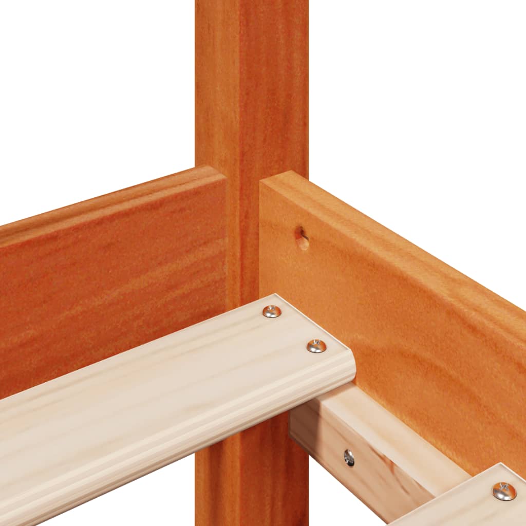 Bedframe met hoofdbord massief grenenhout wasbruin 150x200 cm – afbeelding 9