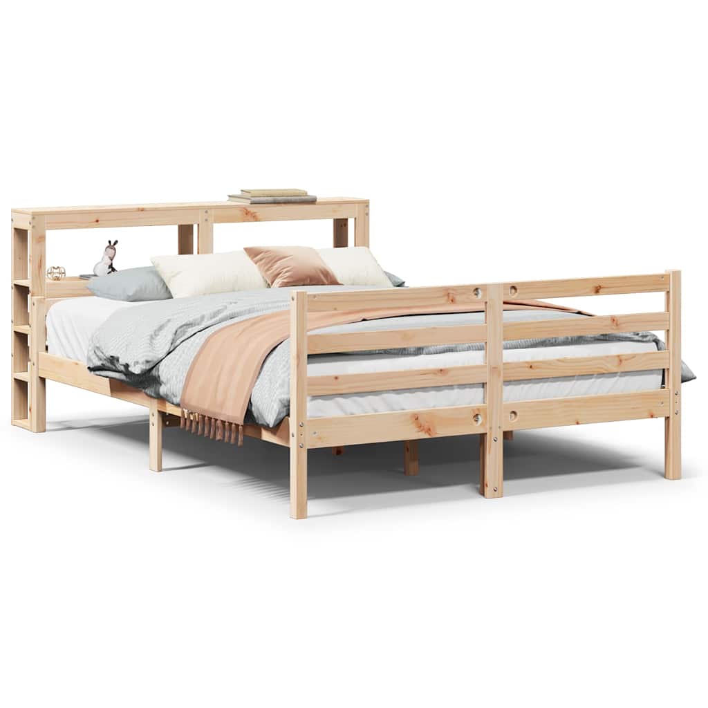 Bedframe met hoofdbord massief grenenhout 140x190 cm – afbeelding 2