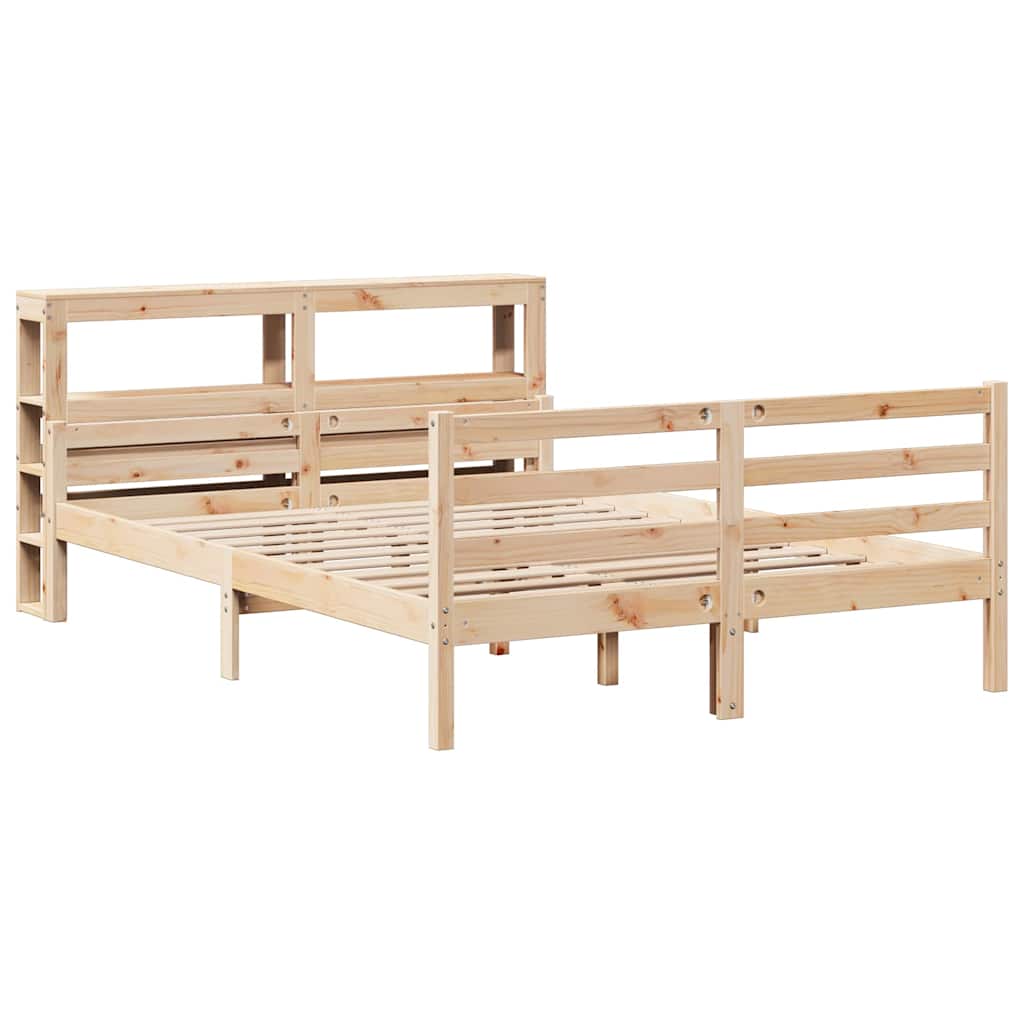 Bedframe met hoofdbord massief grenenhout 140x190 cm – afbeelding 3
