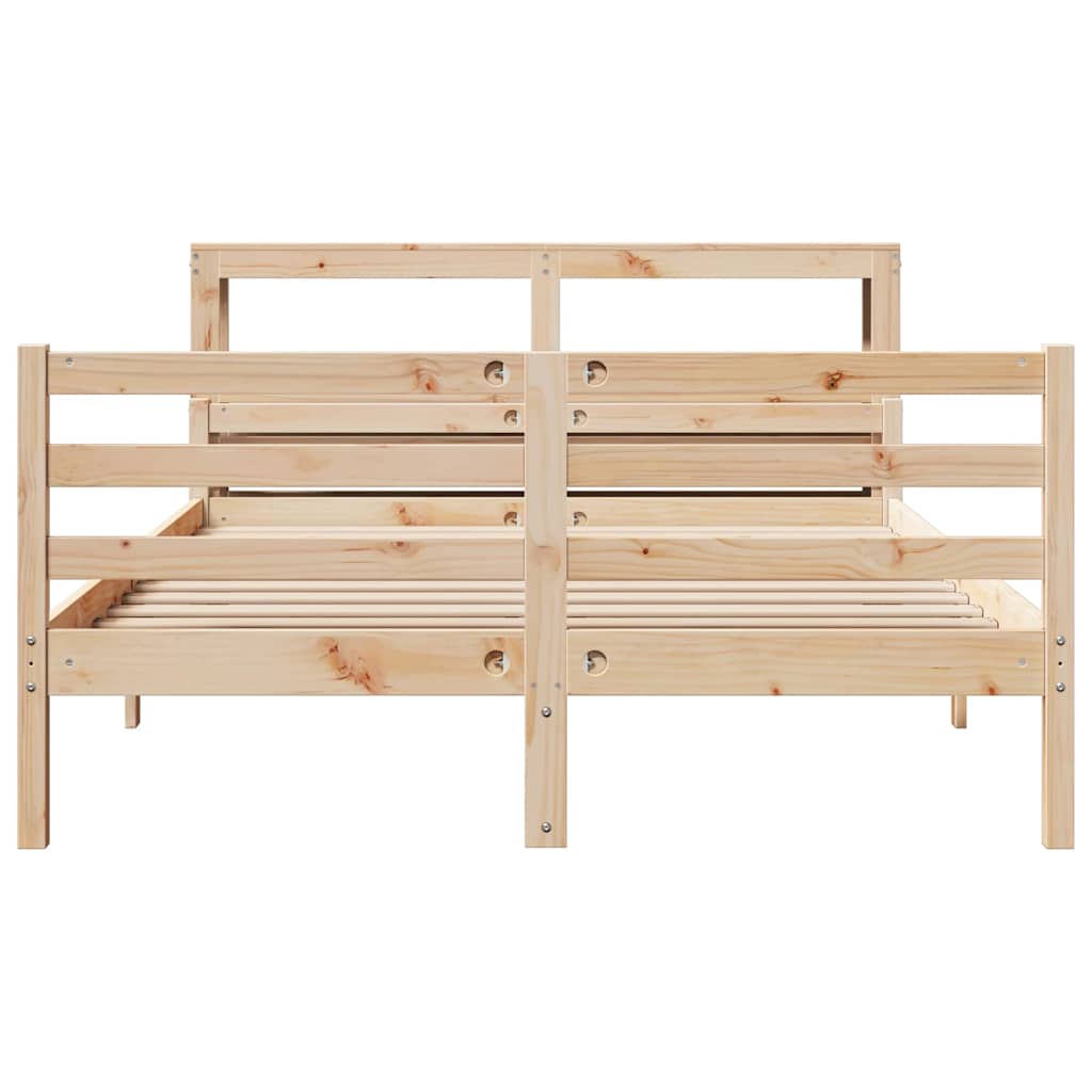 Bedframe met hoofdbord massief grenenhout 140x190 cm – afbeelding 4
