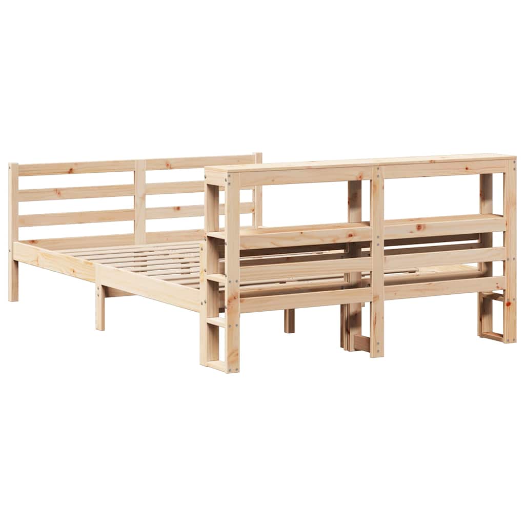 Bedframe met hoofdbord massief grenenhout 140x190 cm – afbeelding 6