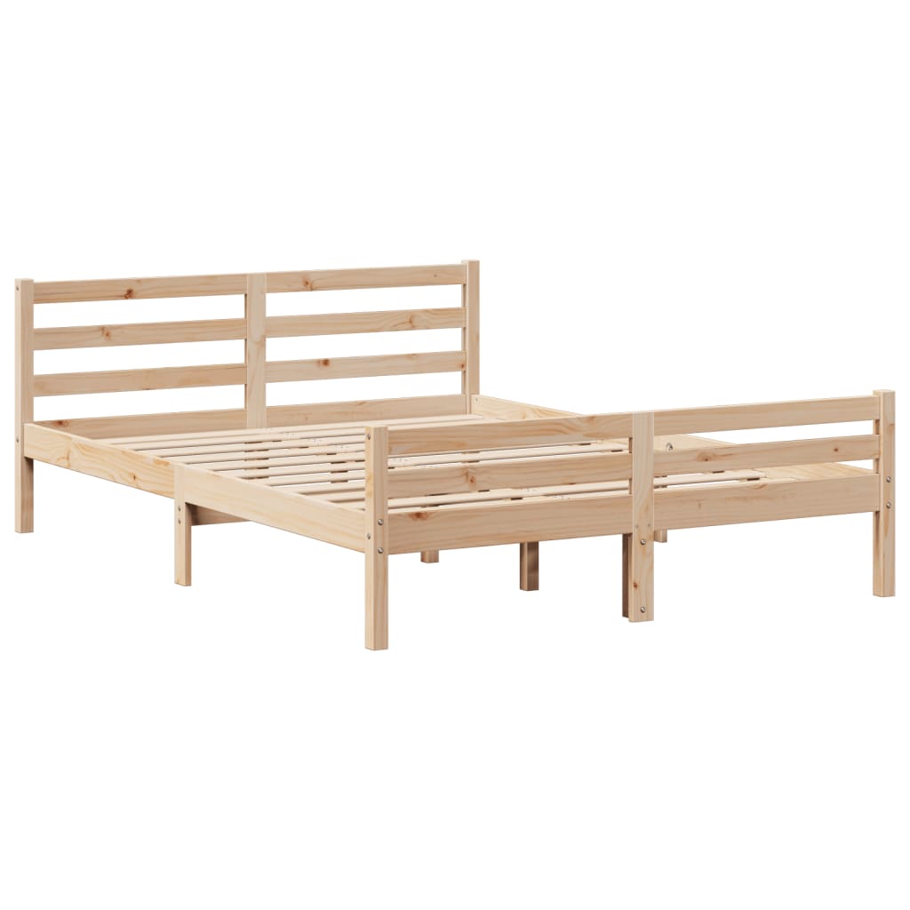 Bedframe met hoofdbord massief grenenhout wit 140x200 cm – afbeelding 7