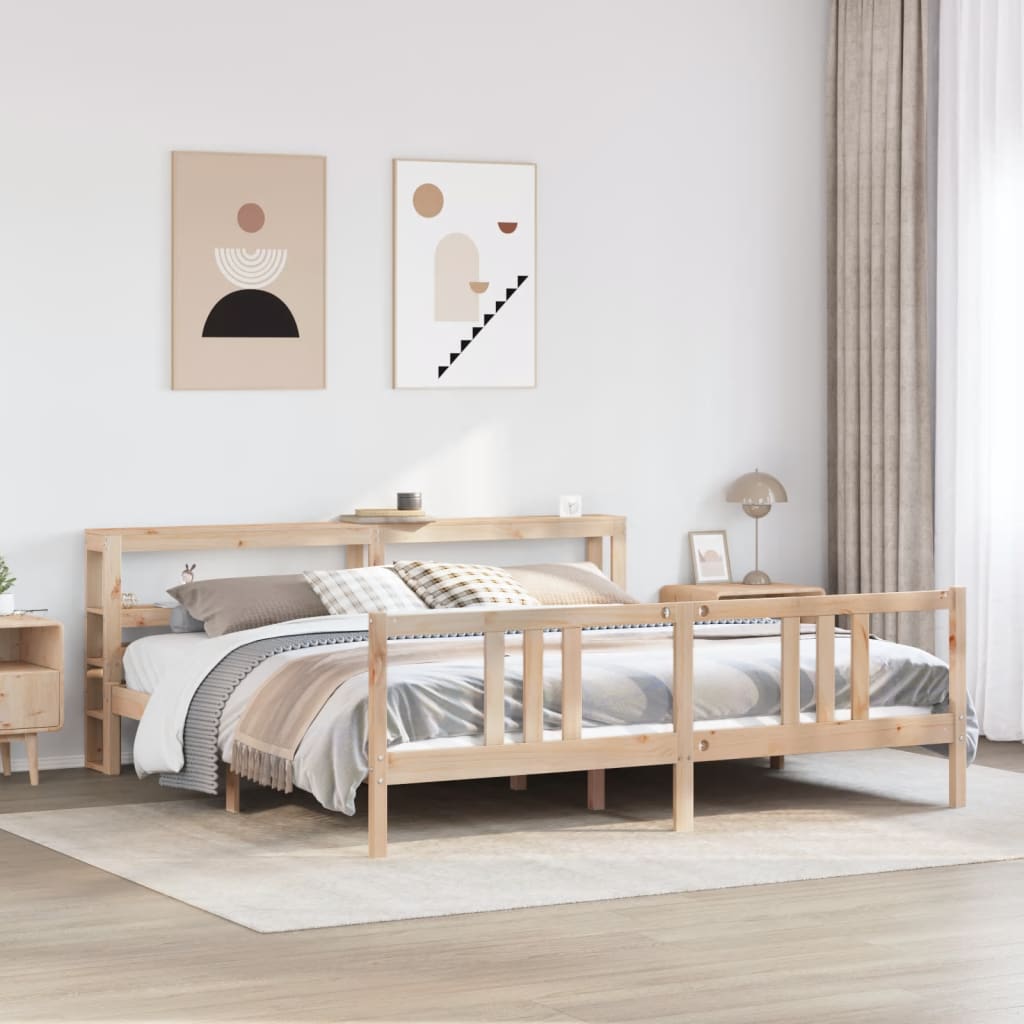 Bedframe met hoofdbord massief grenenhout 180x200 cm – afbeelding 1