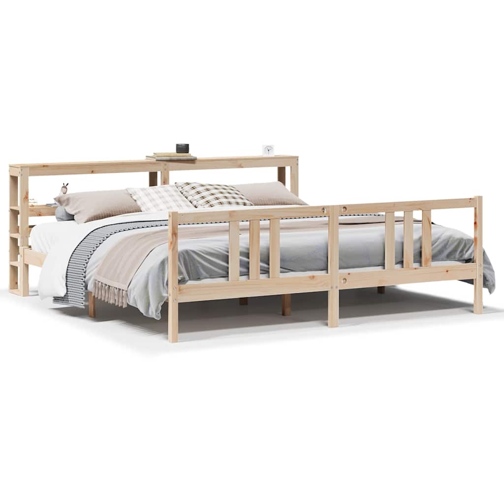 Bedframe met hoofdbord massief grenenhout 180x200 cm – afbeelding 2