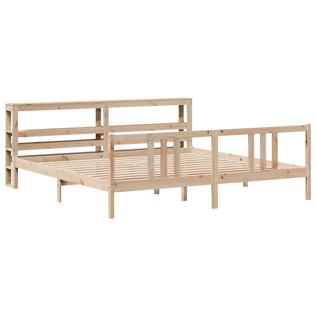 Bedframe met hoofdbord massief grenenhout 180x200 cm – afbeelding 3