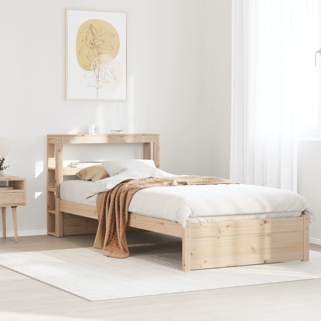Bedframe met hoofdbord massief grenenhout 75x190 cm – afbeelding 1